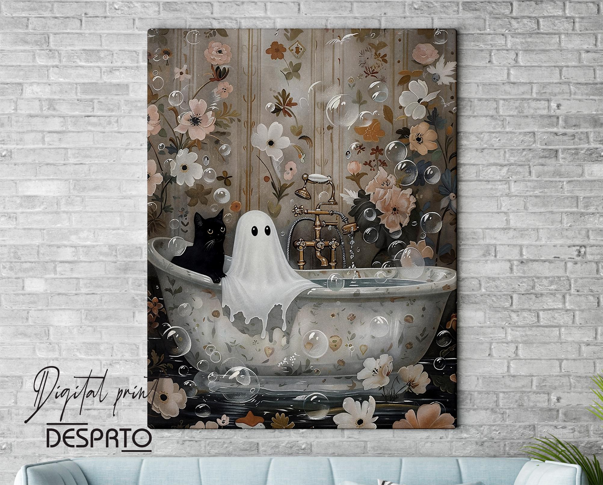Spuk-Geist Duschvorhang 'Botanical Window' – Gruselig-schöne Halloween-Deko Fürs Badezimmer