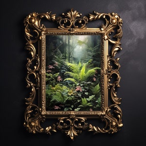 Tiefer Wald Farn, stimmungsvoller Wanddruck, Poster, Gothik, Gothik, Farn, Posterdruck, dunkles Kunstdekor