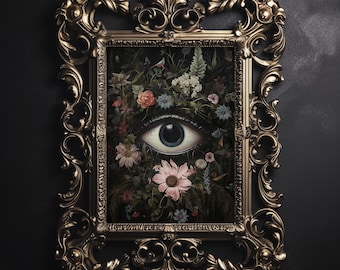 Floral Eye Gothic Print, Dark Academia Wall Art (Digital Download)