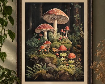 Fliegenpilz-Print, Dark Academia Cottagecore Dekor (Digitaler Download)