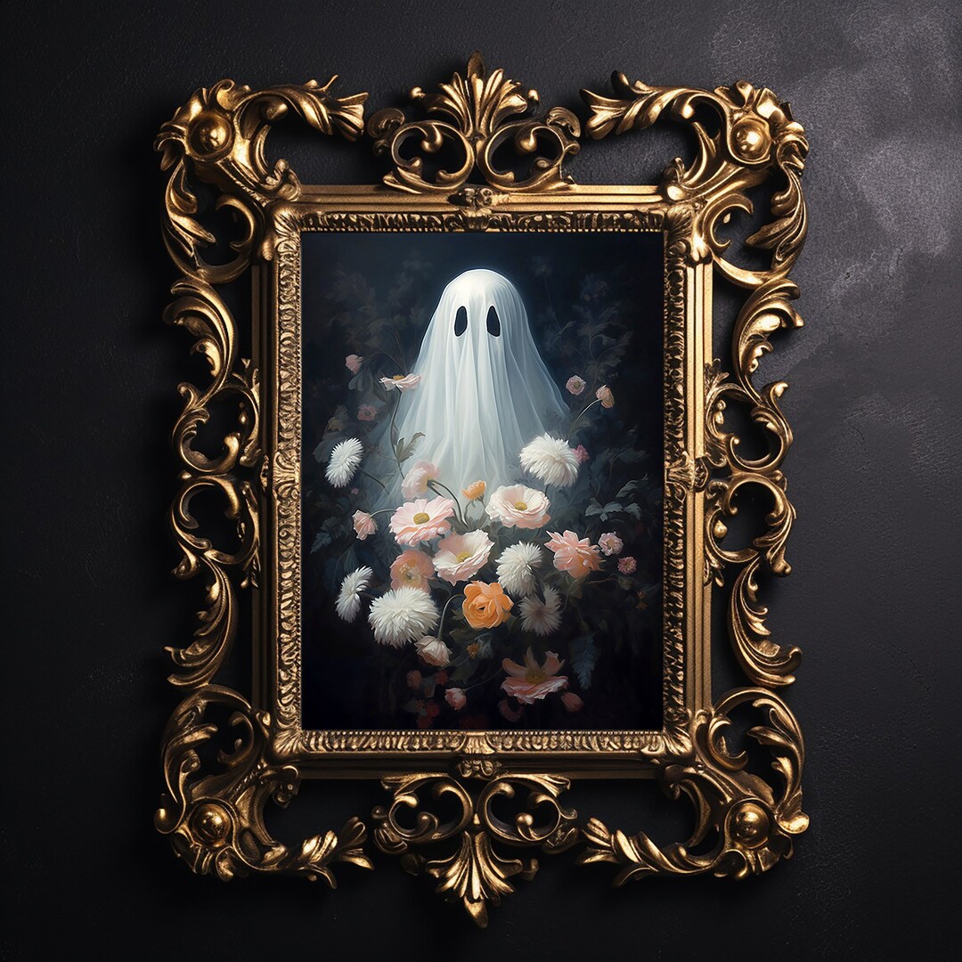 Flower Ghost Portrait Print, Dark Academia, Halloween Printable, Spooky ...