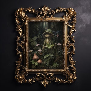 Waldpilz grüne Fee, Fantasy Malerei Druck, Cottagecore Druck, Fairycore Wandkunst, botanische Ästhetik, Goblinkern Wanddekor