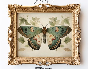 Boho salie groene vintage vlinderprint, humeurige nachtvlinder wanddecoratie, afdrukbare vlinder, boho bloemen bos nachtvlinder cottagecore kunst aan de muur