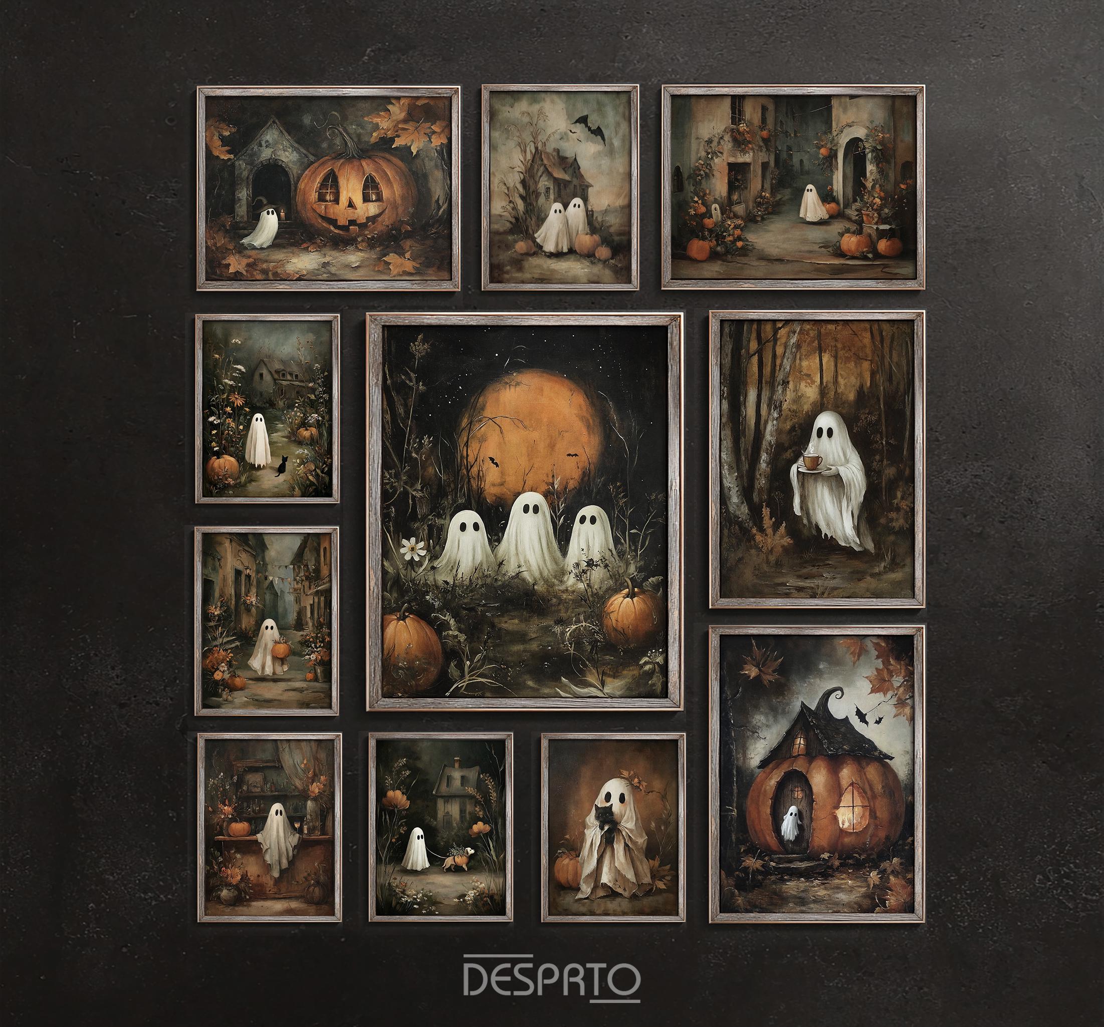 Halloween Printable 50 Vintage Mega Bundle Set, Ghost Wall Art Spooky ...