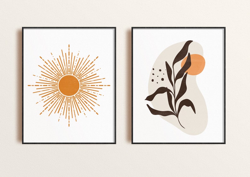 Boho Art Set 11 Prints Mid Century Modern Boho Wall Art Set Etsy