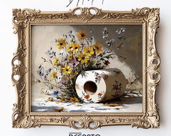Impresión de rollo de papel higiénico con flores, póster vintage floral para baño botánico, flores silvestres melancólicas para imprimir en la academia oscura, decoración rústica oscura