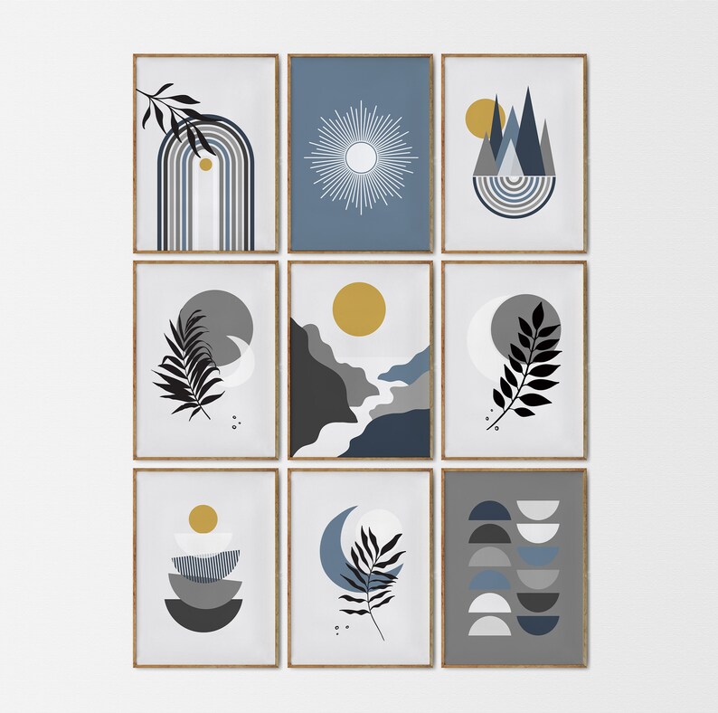 Wall Art Gallery Set of 9 Print Mid Century Modern Poster Etsy