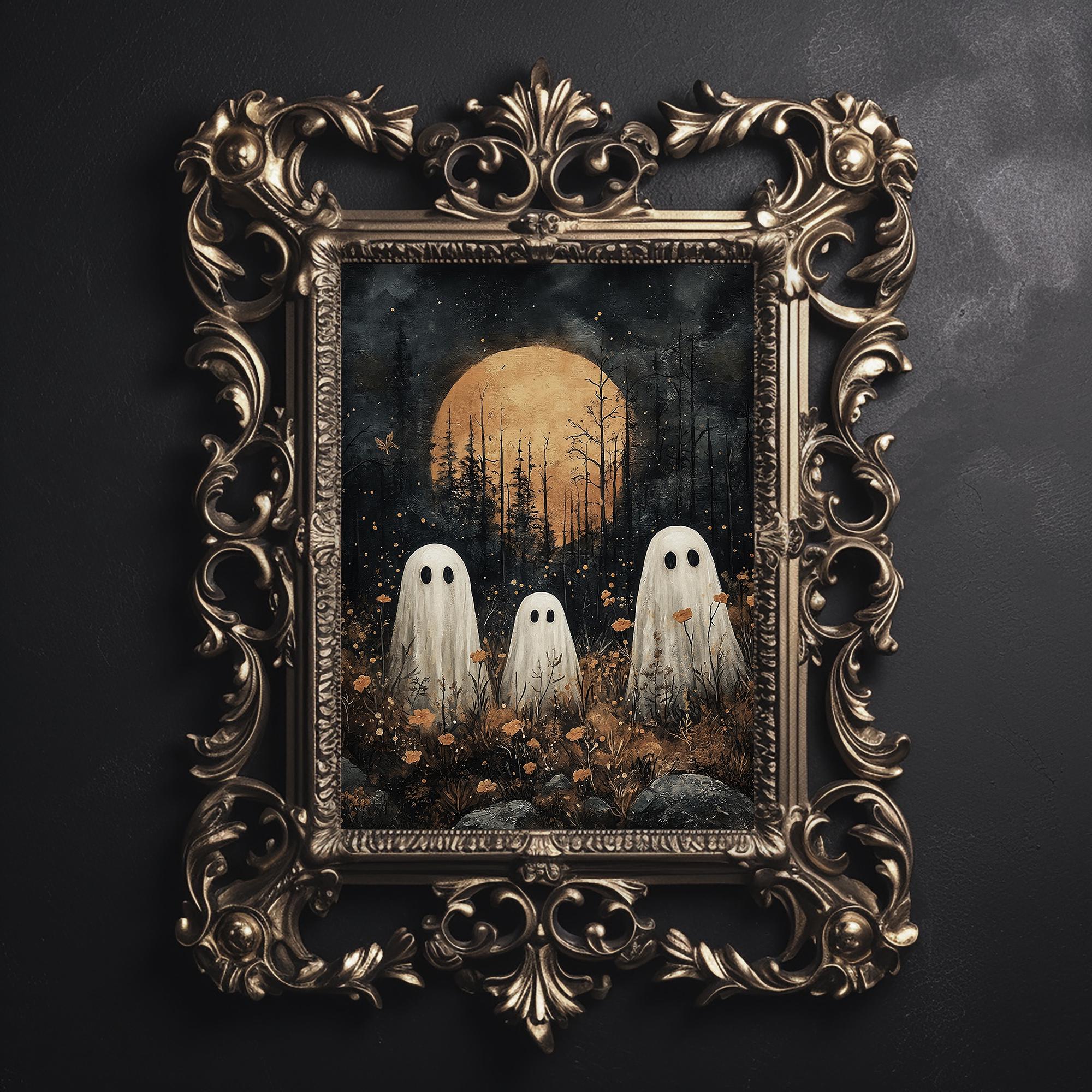 Three Ghosts in Field With Flower, Dark Academia, Cottagecore Spooky Decor,  Halloween Vintage Poster, Gothic Oil Painting, Haunting Ghost - Etsy, image size:2000x2000