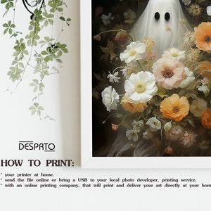 Floral Ghost Portrait Print Halloween Printable Spooky - Etsy