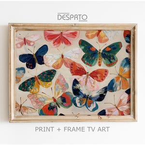Boho Schmetterling Druck, Motte Rahmen Tv, Neutral Botanische Kunst, Vintage Wandkunst (Digitaler Download)