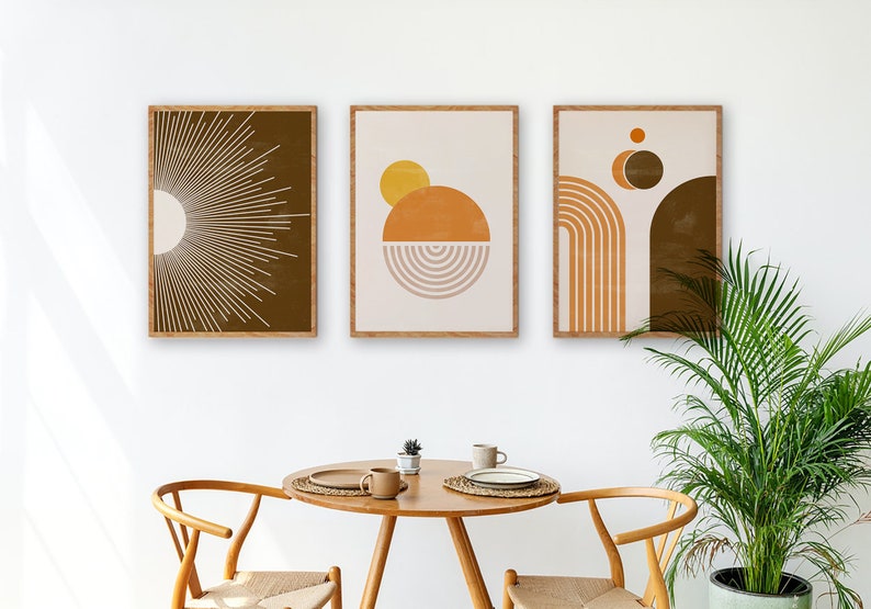Boho Art Set of 9 Prints Mid Century Modern Boho Wall Art Set Etsy