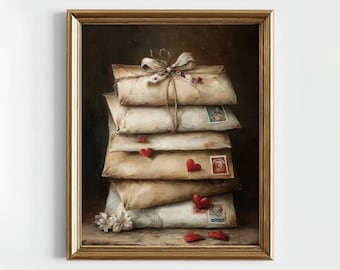 Liebesbriefe druckbare Wandkunst - Vintage romantische digitaler Download