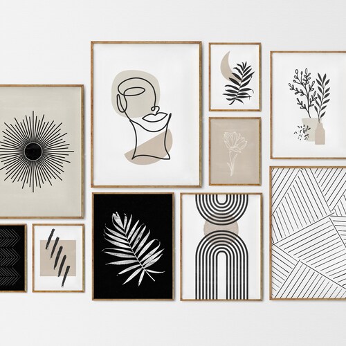 Minimalist Gallery Wall Set of 8 Prints Dark Green Art Print Etsy