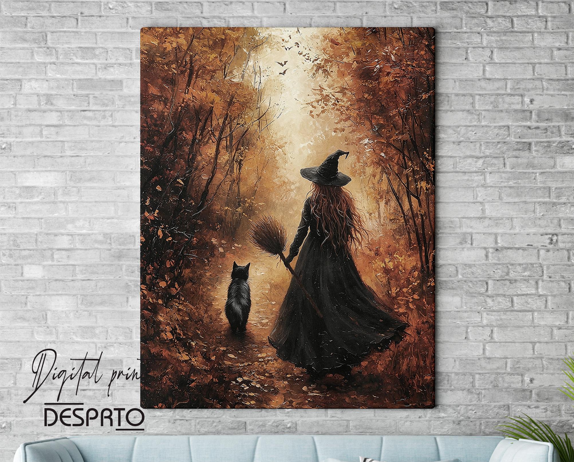 Poster di viaggio vintage di Salem / Gatto nero e stregoneria / Stampa digitale - Poster occulto, arredamento gotico per la casa - Stregoneria - wiccan - stampa strega - Italia