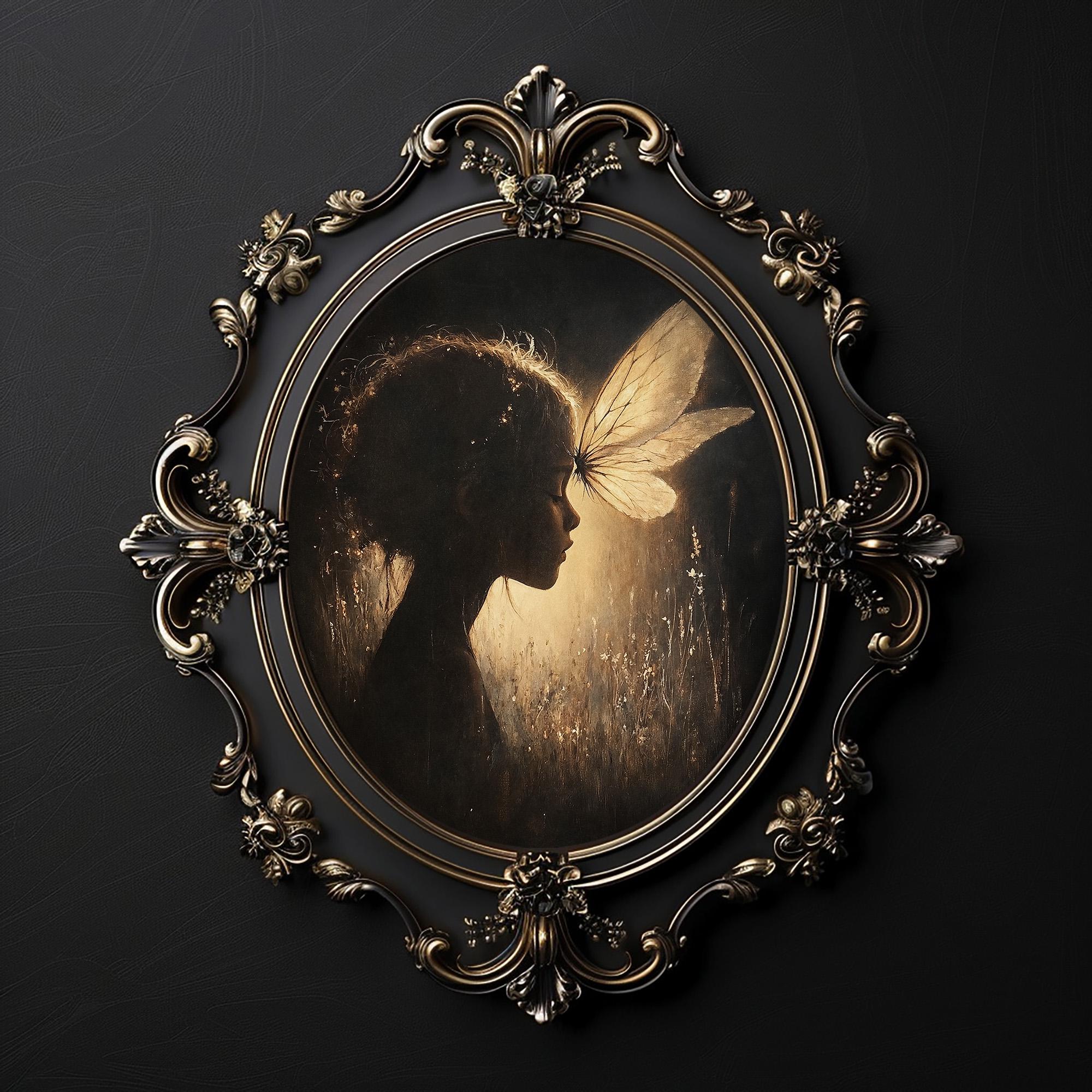 繊細なタッチ、蝶から子供の顔までのヴィンテージプリント、妖精の