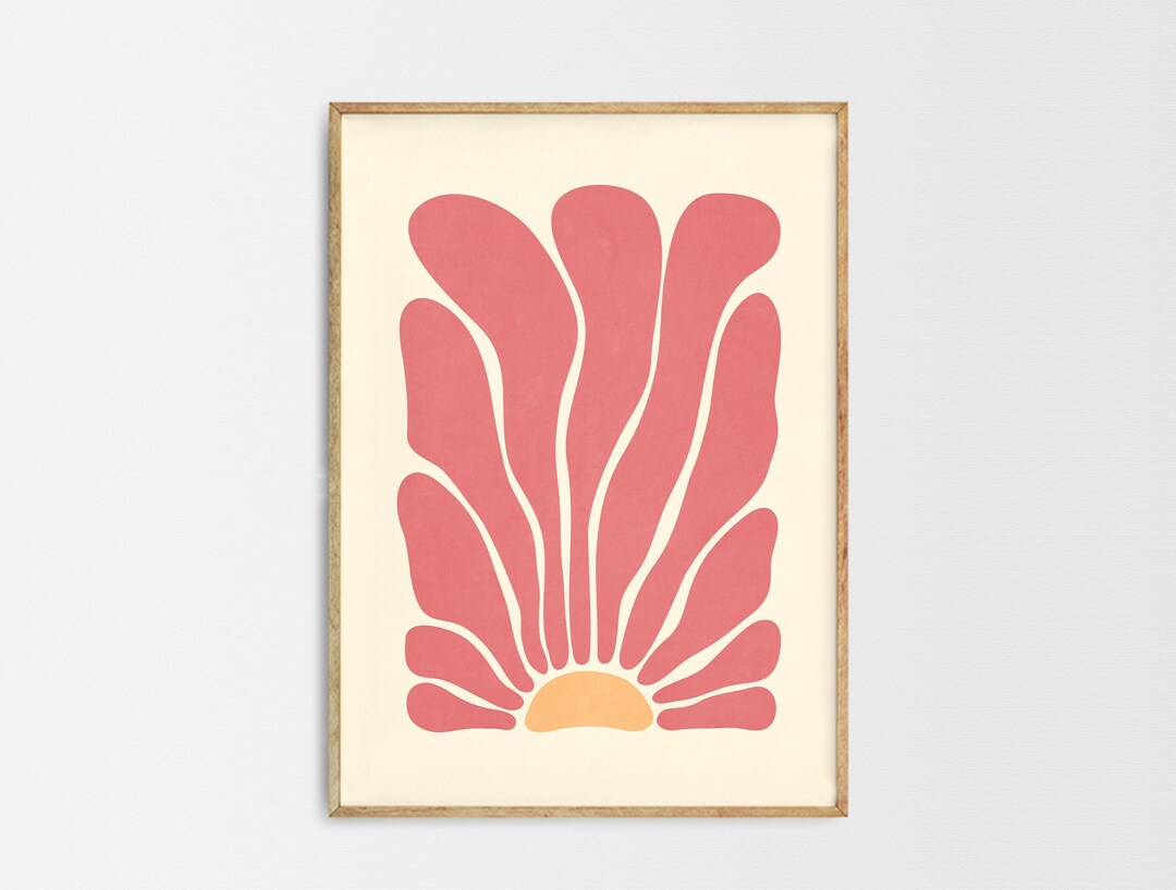 Flower Sun Pink Print Yellow Flower Market Print Boho - Etsy