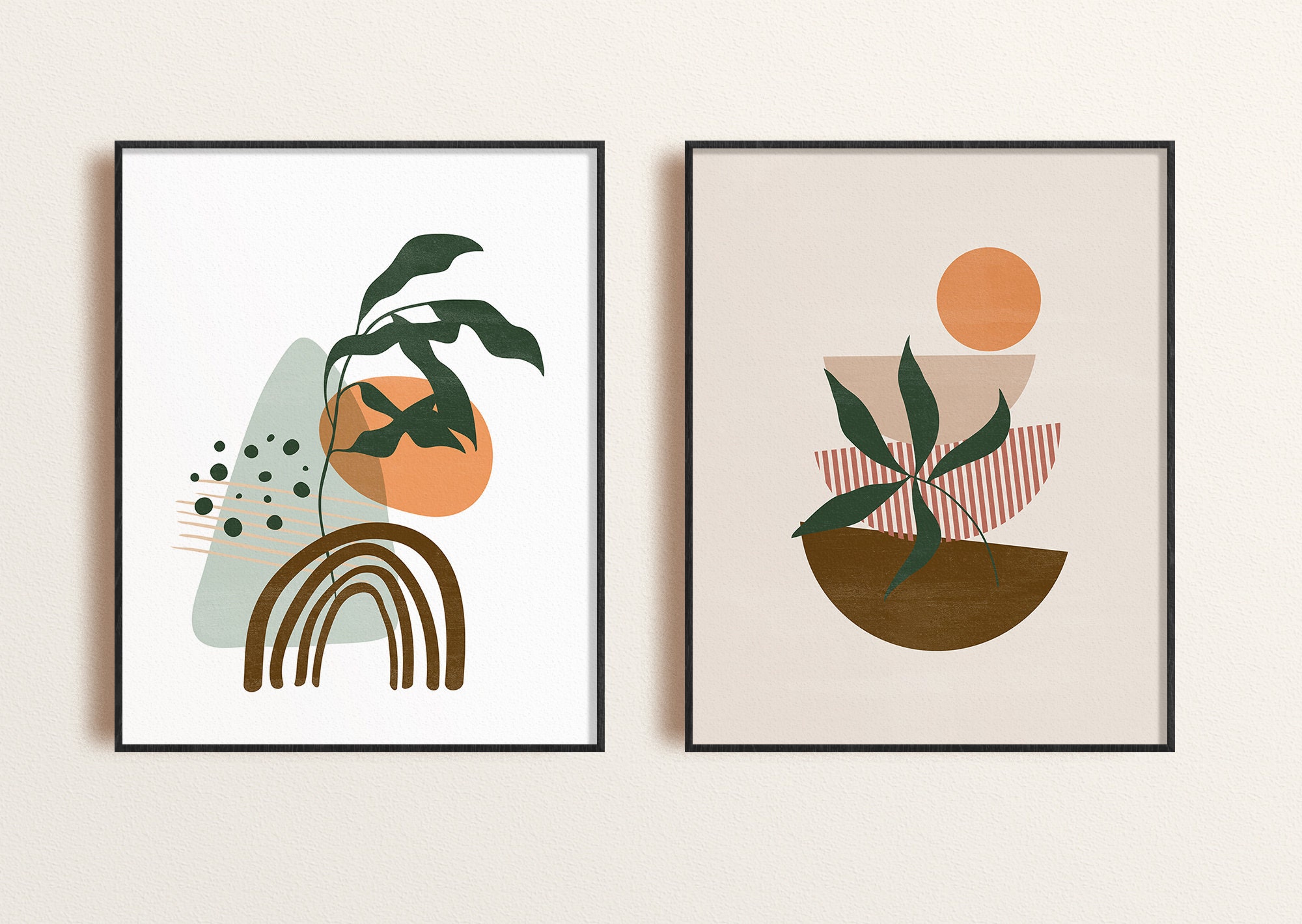 Boho Art Set 11 Prints Mid Century Modern Boho Wall Art Set Etsy