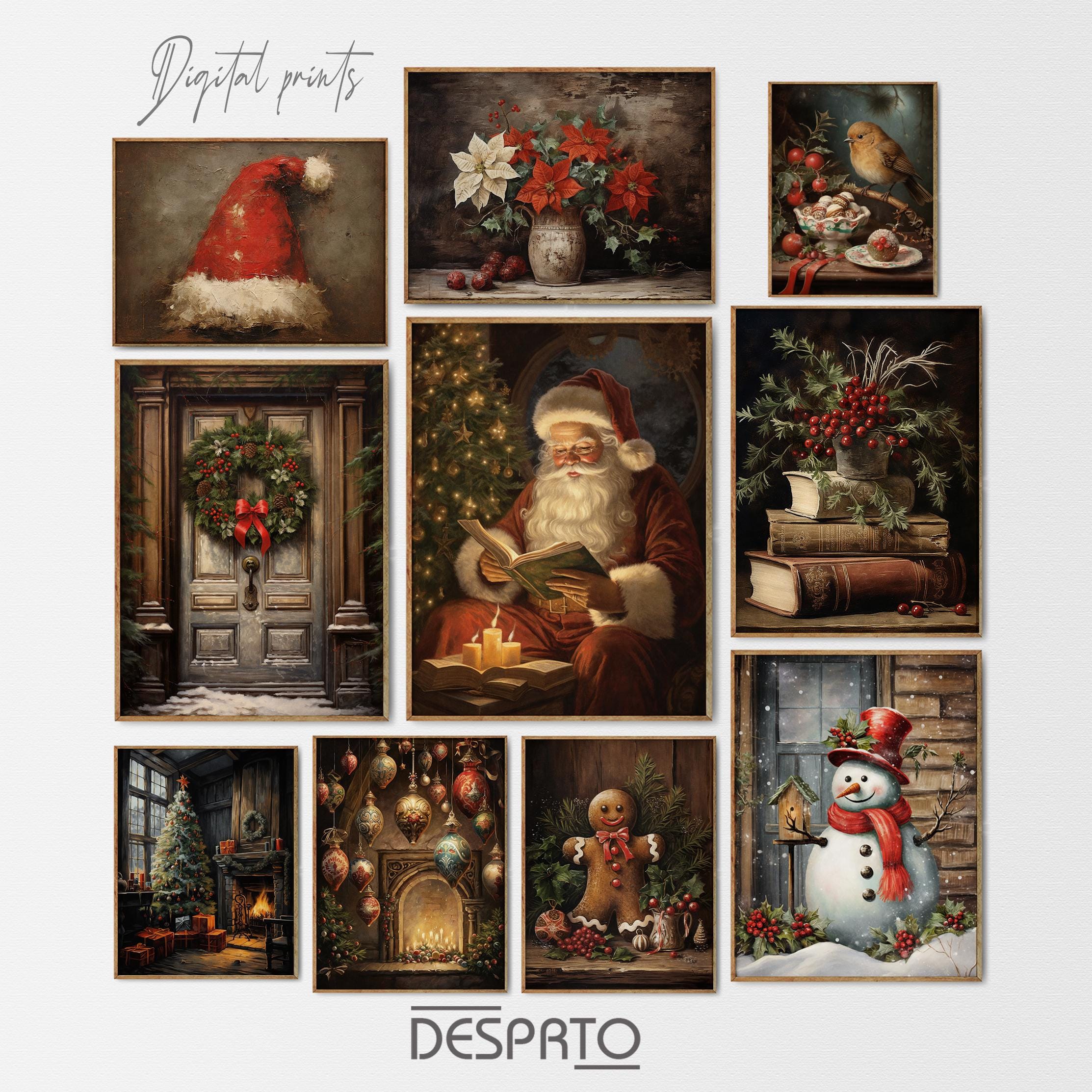 Christmas Mega Bundle 100 Prints, Vintage Winter Holiday Wall Art ...