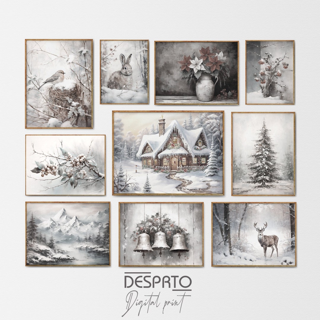 Winter Print Set Holiday Snowy Printable Winter Gallery Wall - Etsy