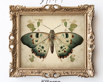 Boho salie groene vintage vlinderprint, humeurige nachtvlinder wanddecor, afdrukbare vlinder, boho bloemen bos nachtvlinder cottagecore kunst aan de muur