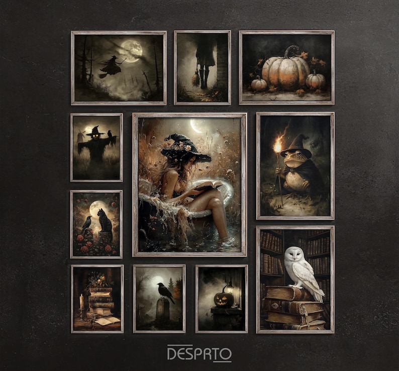 Halloween Printable 50 Vintage Mega Bundle Set, Ghost Wall Art Spooky ...