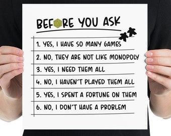 Before You Ask - Funny Board Game Poster