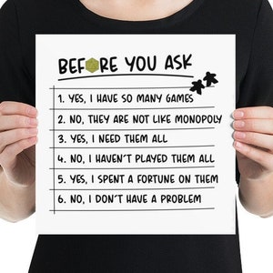 Before You Ask - Funny Board Game Poster