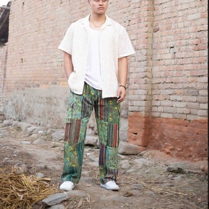 Patchwork Cotton trousers | Unisex Trousers | Festival holiday trousers | Ethically Made in Nepal | Sustainable Fashion |