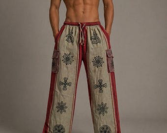 Unisex Cotton Cargo Pants: Ethically Made Festival Hippie Trousers