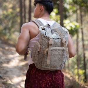 Sac à dos en coton fait main Sac vintage écologique Sac à dos de voyage coloré Népal Sac à dos en coton biologique fabriqué de manière éthique