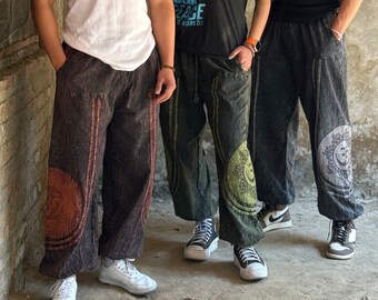 Pantaloni oversize hippie/Unisex/Tessuto 100% cotone/Pantaloni Festival/Eco friendly/Made in Nepal