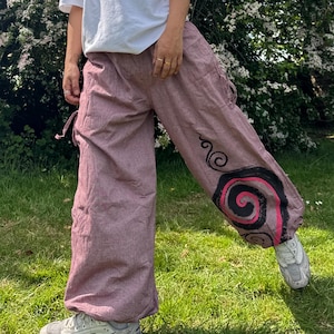 Handmade Spiral Hippie Pants – Unisex Cotton Trousers with Side Pockets | Festival Boho Joggers | Fair Trade from Nepal