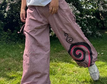 Handmade Spiral Hippie Pants: Unisex Cotton Boho Joggers