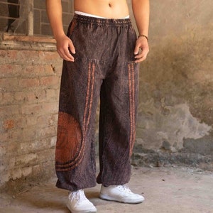 Pantalon oversize hippie Unisexe Tissu 100 % coton Pantalon de festival Respectueux de l'environnement Fabriqué au Népal Burgundy Red