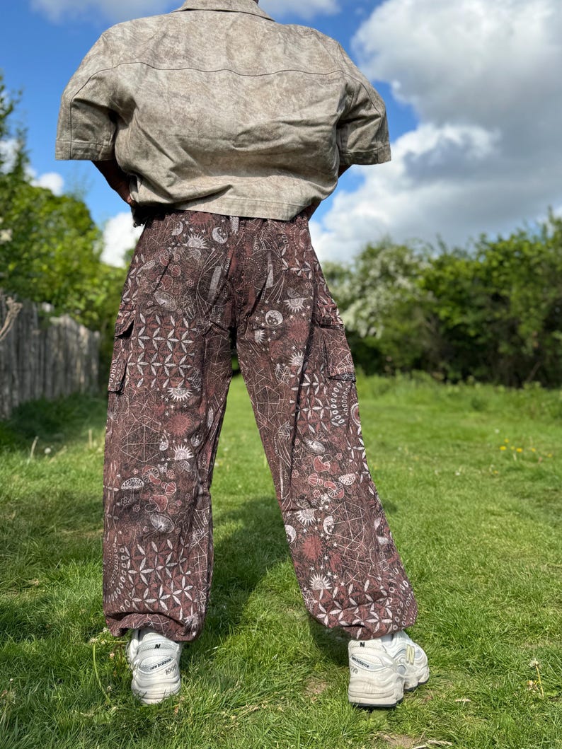 Psychedelic Geometric Cargo Pants: Fair Trade Festival Trousers image 7