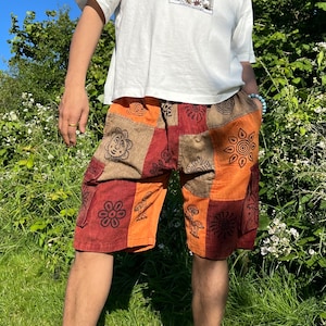 Hippie Shorts | Shorts with pockets | Cotton Shorts | Patched | Comfy | Eco Friendly | Handmade