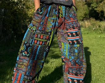 Handgemachte Boho Haremshose: Tribal Print Festival Yoga Hose