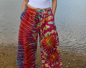 Tie Dye Chilled pants | Hippie Trouser |Unisex Elastic waist yoga Hippie harem Festival boho