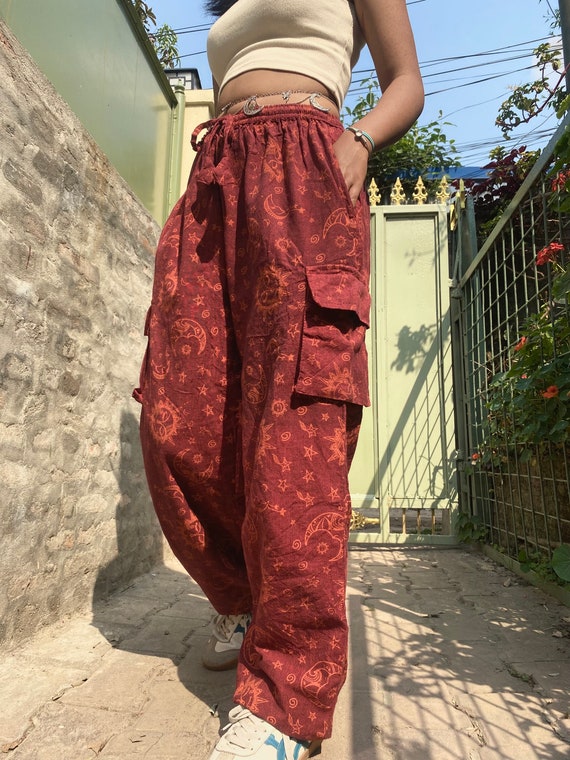 Unisex Hippie Pants | Sun & Moon Print Trouser| Cotton Pants