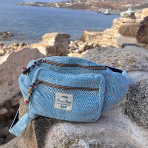 Bum Bag Fanny pack made of Hemp and cotton Adjustable strap Shoulder bag Eco friendly Hippie Festival Bag Handmade image 9