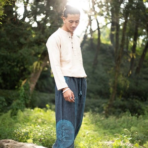 Pantalon oversize hippie Unisexe Tissu 100 % coton Pantalon de festival Respectueux de l'environnement Fabriqué au Népal Blue