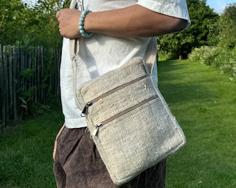 Handmade Hemp Crossbody Bag: Festival Travel Messenger Bag