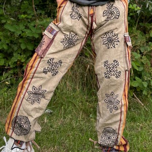 Hippie Hemp Cargo Pants  Sustainable Festival Trousers  Eco-Friendly Boho Clothing