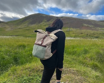 Mochila de viaje de cáñamo hecha a mano: mochila escolar ecológica