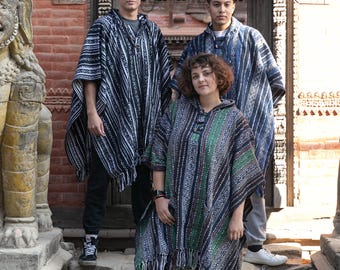 Handmade Cotton Boho Poncho: Unisex Festival Wear