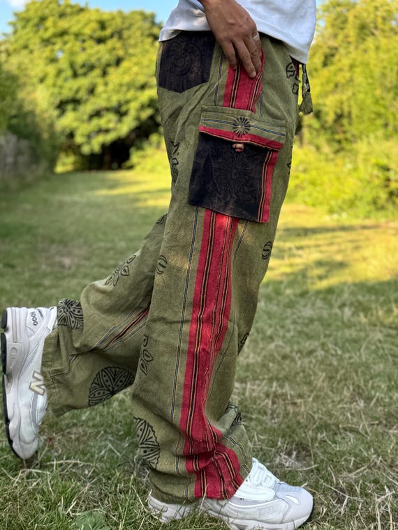 Ezhippie Handgefertigte Hippie-Patchwork-Hose für Herren, 100