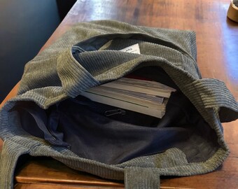 Handmade Corduroy Tote Bag With Zipper | Unisex Shoulder Bag