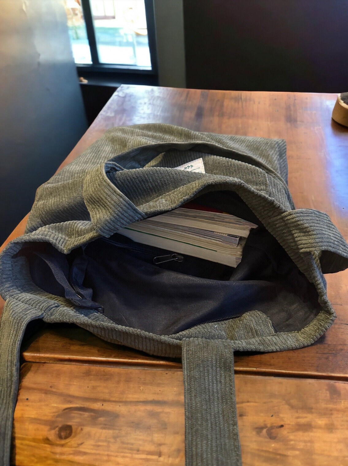 THE MUSEUM VISITOR★カバン バッグ CORDUROY REVERSIBLE BAG Handmade Corduroy Tote Bag With Zipper | Unisex Shoulder Bag