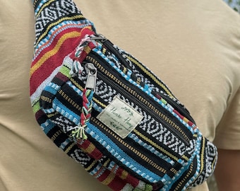 Ethnic Cotton Print Bum Bag: Handmade Hippie Festival Fanny Pack