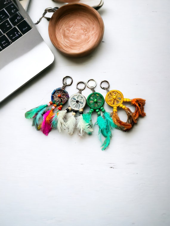 1 Pcs Porte-Clés Attrape-Rêves Porte-Clés Plumes Pierres